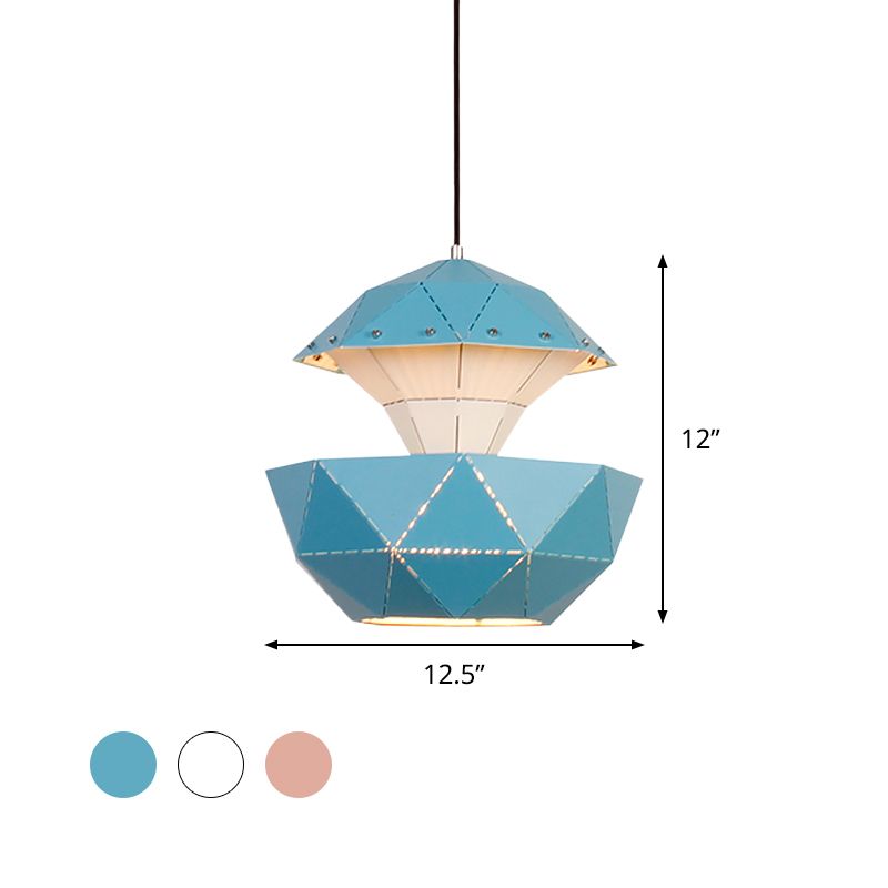 IJzeren zeilboot laser gesneden hangende lamp macaron 1 lichtroze/blauw/witte hanger plafondlicht voor woonkamer
