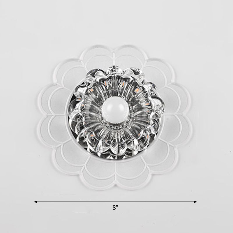 Flower Shade LED Flush Mount Licht Einfachheit Kristall Korridor Flush Mount Deckenleuchte in Clear