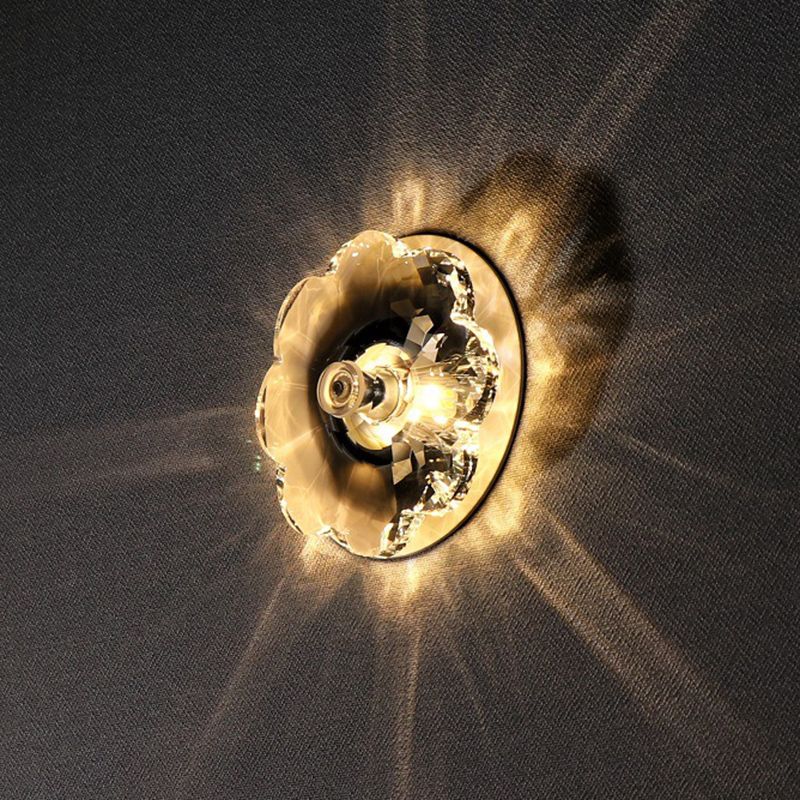 3.9 Zoll breite Mini Kristall Deckenleuchte Moderne Einfachheitsblume geformte Beleuchtungs-Befestigung für Schlafzimmer mit Metallüberdachung