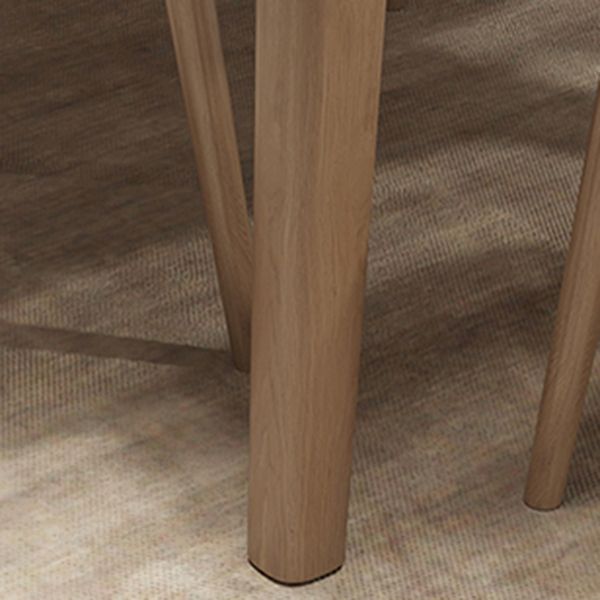 Modern White Stone Top Dining Table Rectangular Tabletop with Wood Legs