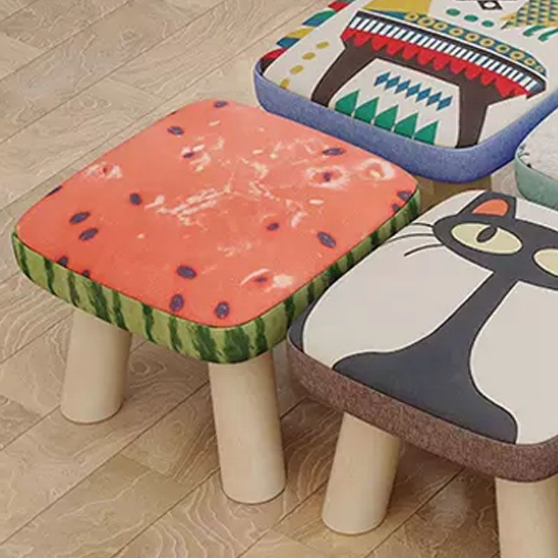 Modern Ottoman Cotton Detachable Seat Cover Solid Color Square Ottoman