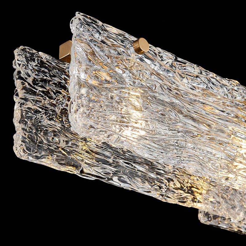 5 Light Island Lighting Modern Style Rectangular Shape Glass Hanging Light Fixtures