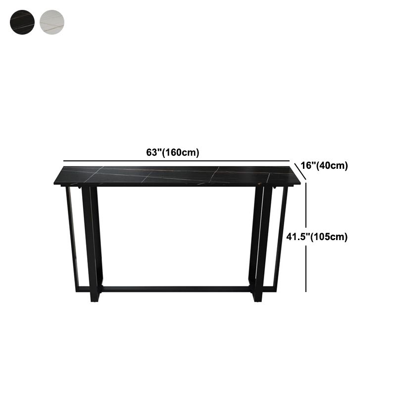 Stone Bar Dining Table Modern Rectangle Bar Table with Trestle for Living Room Balcony