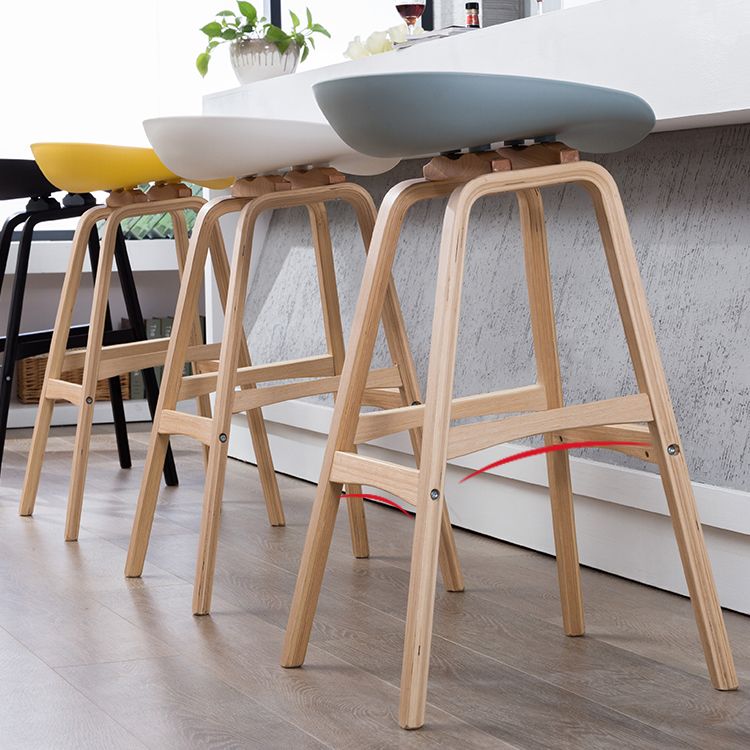 Modern Backless Barstool Indoor Wood Bar Stool with Acrylic Seat