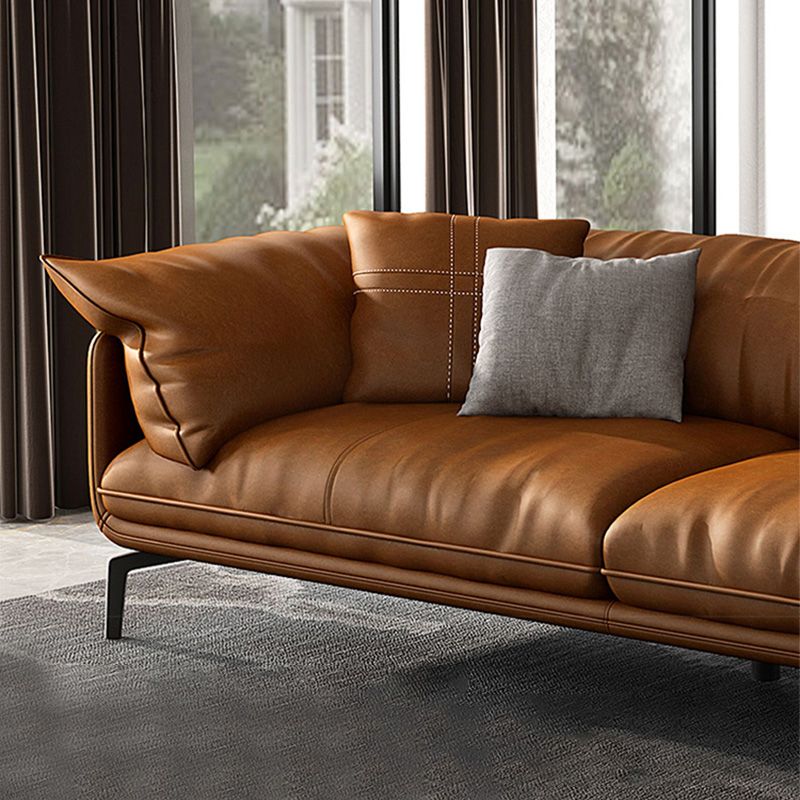 Brown Leather/Faux Leather Sectional Pillow Top Arm for Living Room