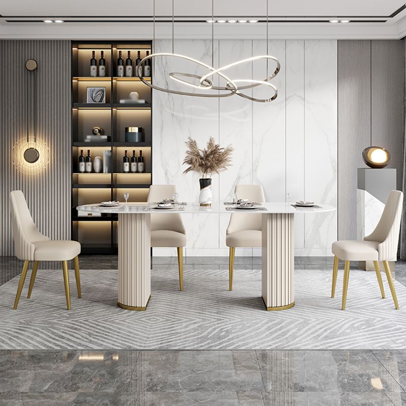 Glam 1/4/5/6/7 Pieces Dining Set Oval Sintered Stone Dining Table Set