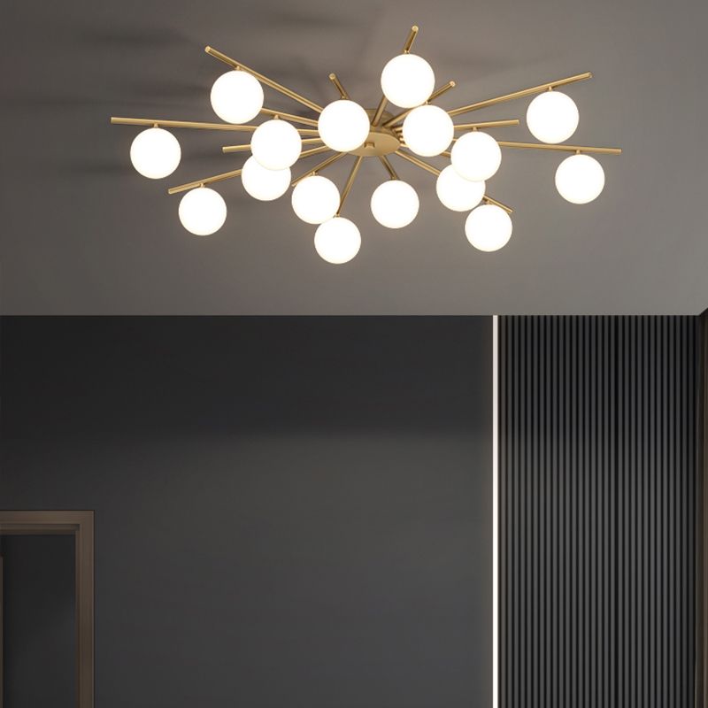 Lámpara empotrada Globe contemporánea, lámpara de techo empotrada de vidrio en oro