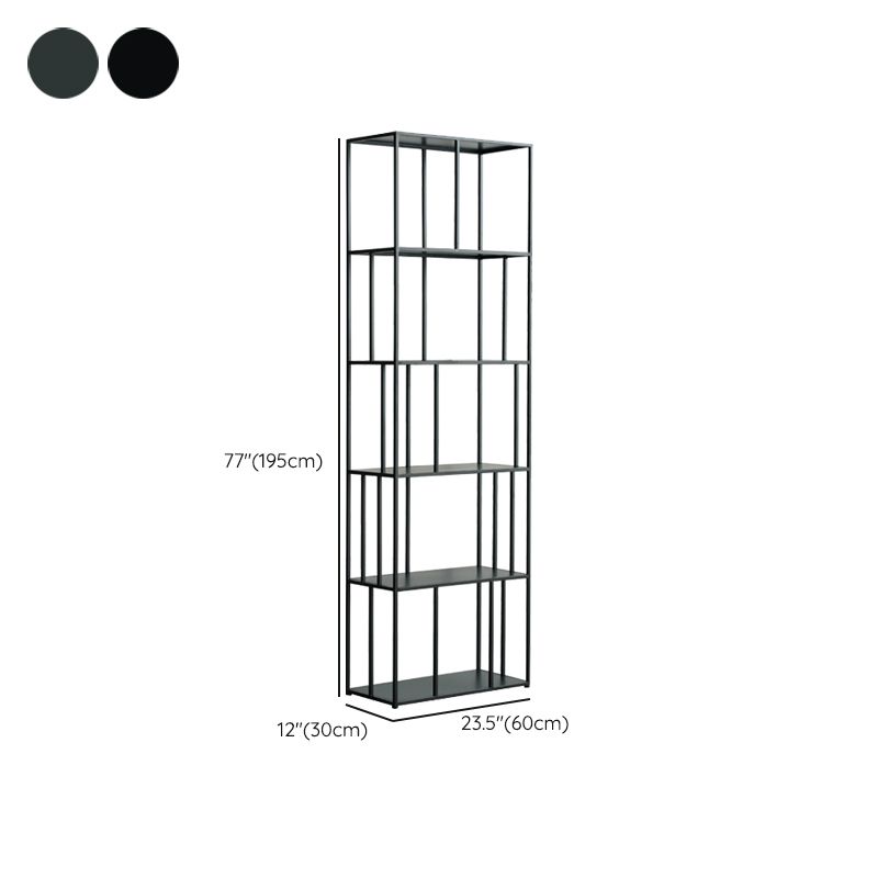 Modern Style Open Back Bookshelf Standard Metal Bookcase with Shelves