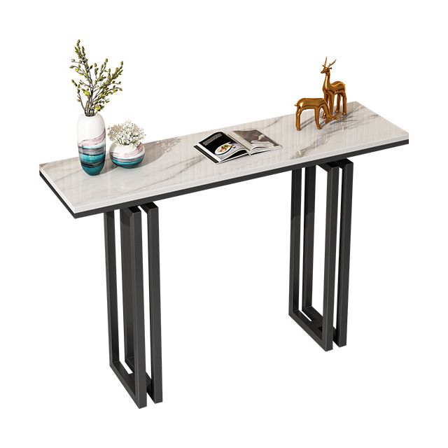 Glam Rectangle Console Accent Table Antique Finish Console Sofa Table in Stone