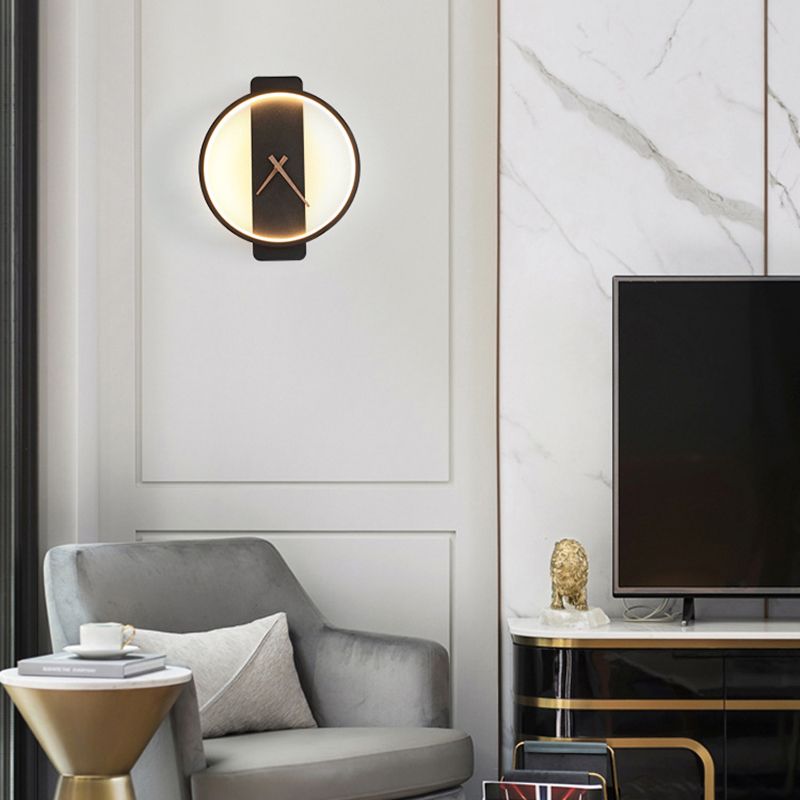 Single Contemporary Brass/Black Wall Mounted Sconce Metal Wall Light for Bedroom