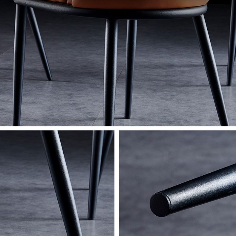 El comedor contemporáneo del metal preside el cuero sin brazos de la PU que cena las sillas para el uso en el hogar
