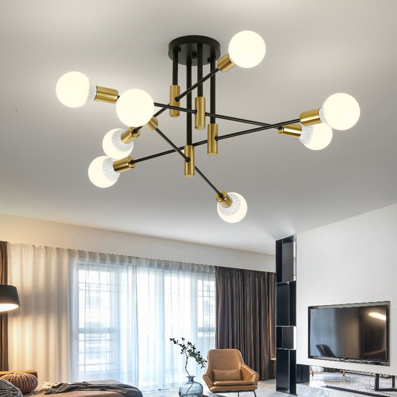 Estilo industrial lámpara de techo incorporada, rama negra, Sala de estar creativa, comedor, dormitorio, bombilla e27 ligera, lujosa y sencilla