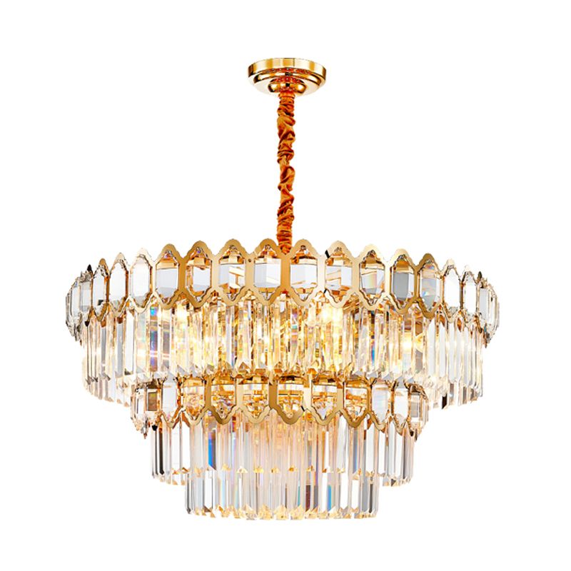 Lampe à lustre en cristal conique à niveaux