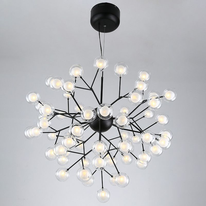 Postmoderne vuurvlieg hanglampverlichting Clear Ball Glass Restaurant Hangende kroonluchter