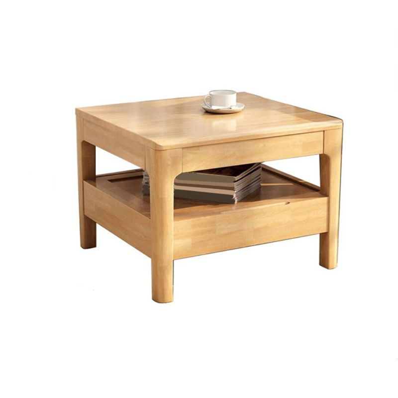 Nordic Style Square/rectangular 4 Legs Base Wooden Table with Storage Rack Coffee Table