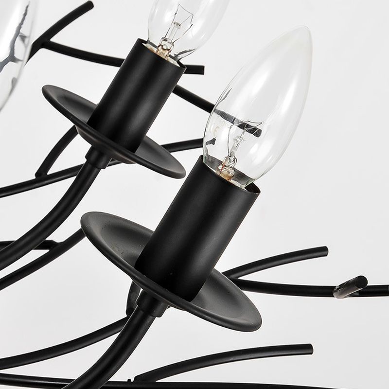 Lámpara de lámpara de araña de forma de nido vintage colgante de techo colgante de 8 luces en negro