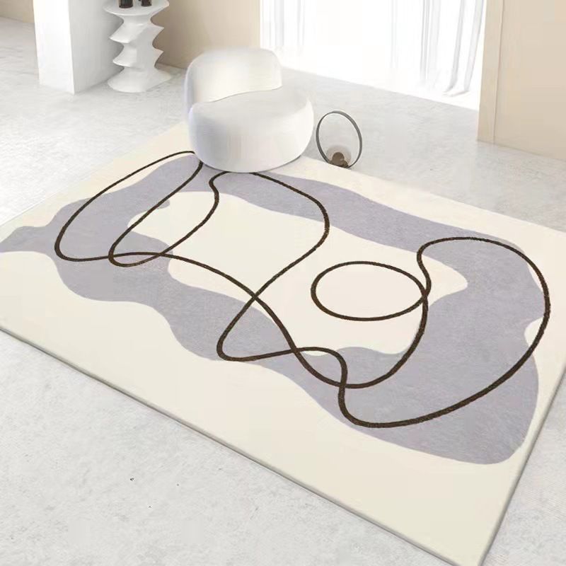 Modern Living Room Rug Polyester Washable Rug Pet Friendly Non-Slip Carpet for Living Room