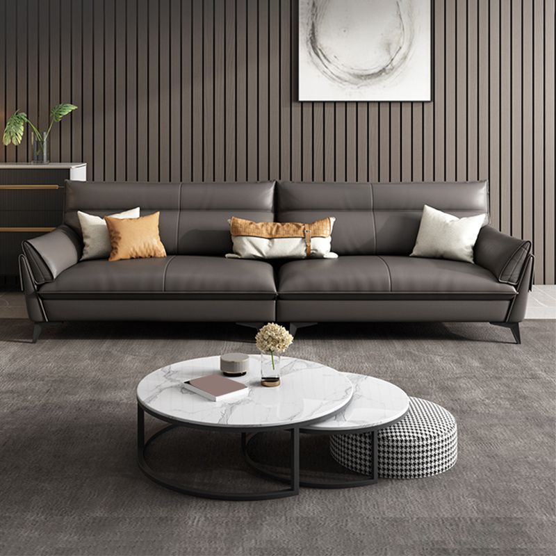 Black/grey Leather Sofa Armrest and Cushioning Back Sponge/latex Seat Filling Sofa Bed