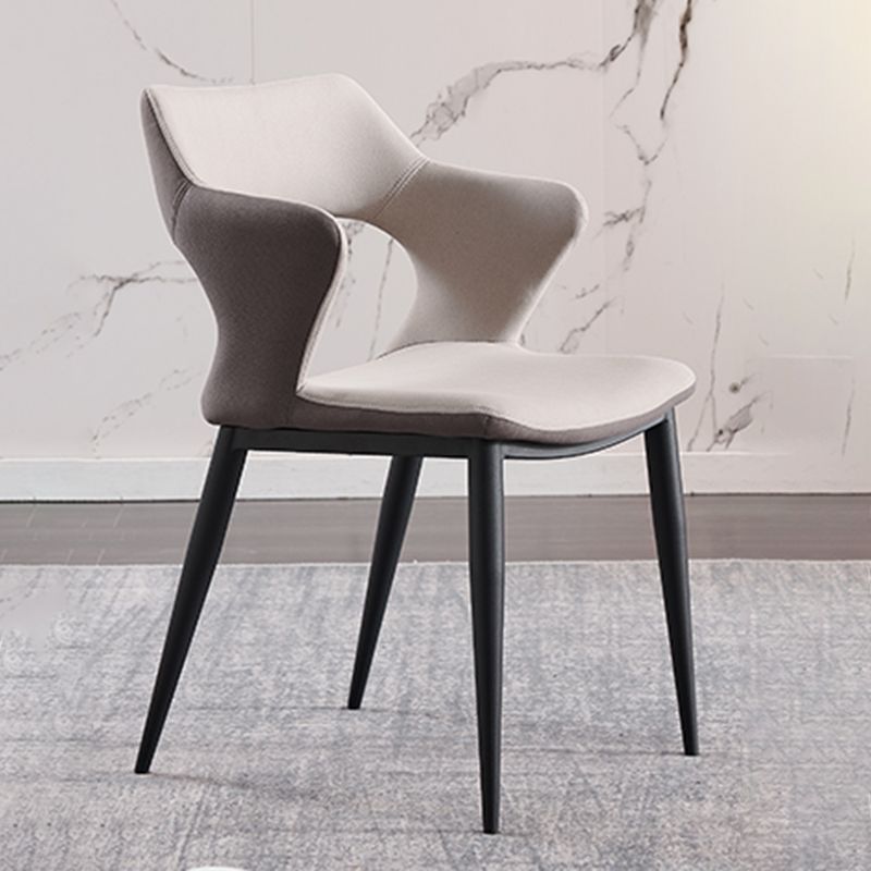 Industrial Dining Room Side Chairs Faux Leather Arm Open Chair for Kitchen