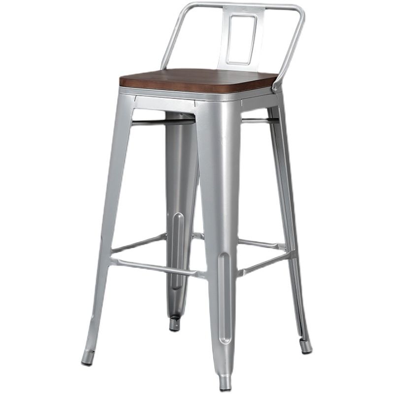 Contemporary Metal Bar Stool Low Back Dining Stool with Footrest