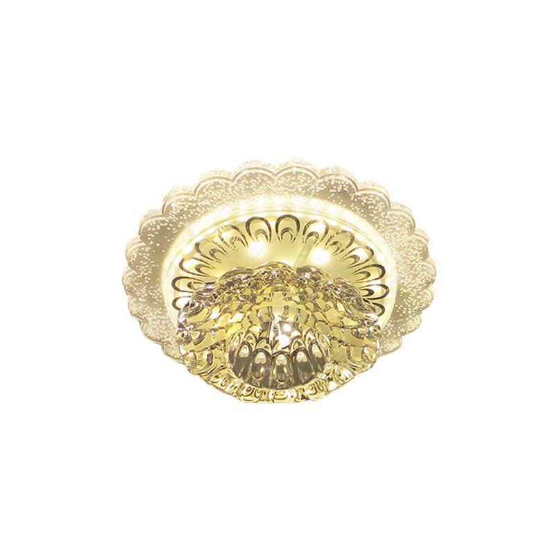 LED Blossom Flush Mount Modernism Clear Crystal Ceiling Light Fixture for Hallway in Warm/White Light
