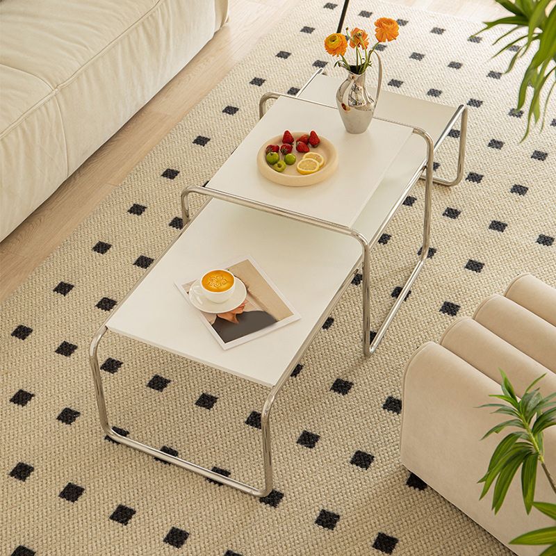 Contemporary Coffee Table with Wooden Top and Steel Sled Base