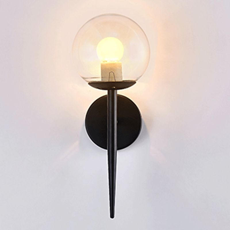 Clear Globe Shade Wall Sconce Metal Contemporary Wall Armed Light in Black / Gold