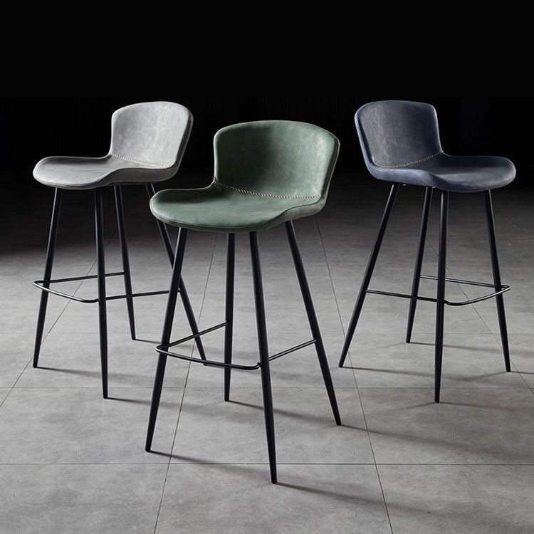 Scandinavian Bucket Backless Stool Leather Upholstered Counter Stool