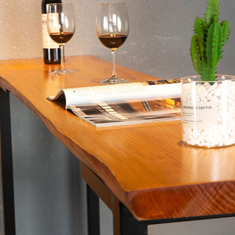 Industrial Rectangle Solid Wood Bar Table Set 1/4 Pieces Counter Table with High Stools