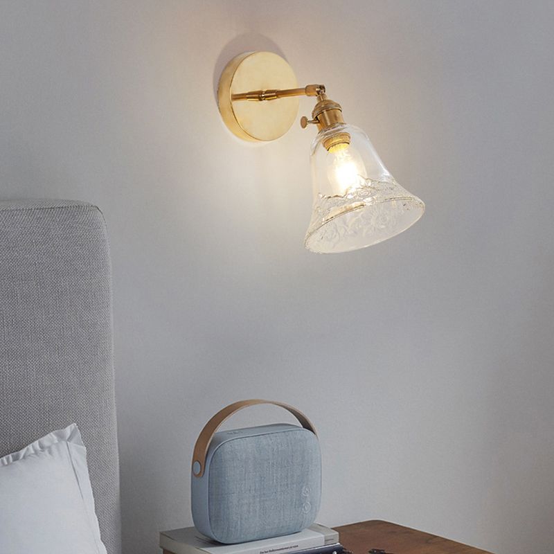 Gold Modern Styly Glass Lampa de pared de la lámpara de pared Ajustable Luz de aplastador de una sola bombilla