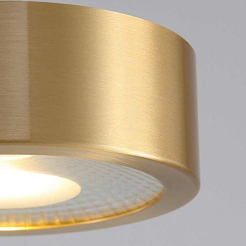 Lámpara de techo con forma de cilindro, cobre moderno, 1 luz, montaje empotrado para dormitorio