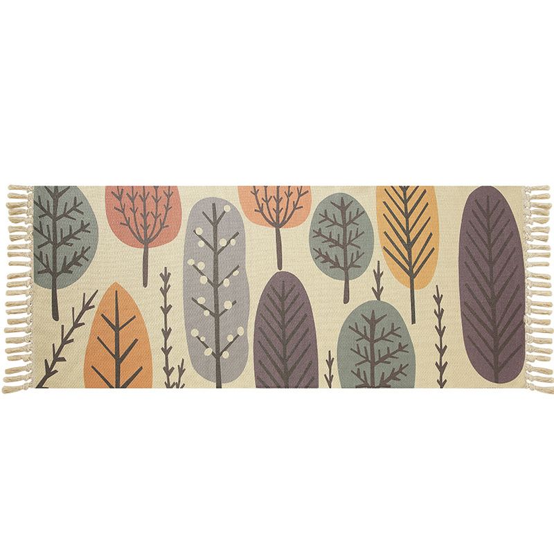 Multi-Color Moroccan Rug Polypropylene Geo Print Carpet Stain-Resistant Rug with Tassel for Bedroom