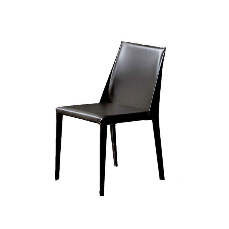 Contemporary Leather Dining Chairs Armless Side Chairs with Metal Legs for Kitchen