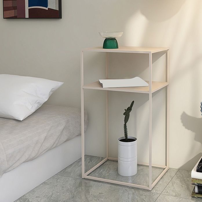 Mid-Century Rectangle Top Side Table 27.5-inch Iron Frame End Table with Shelf