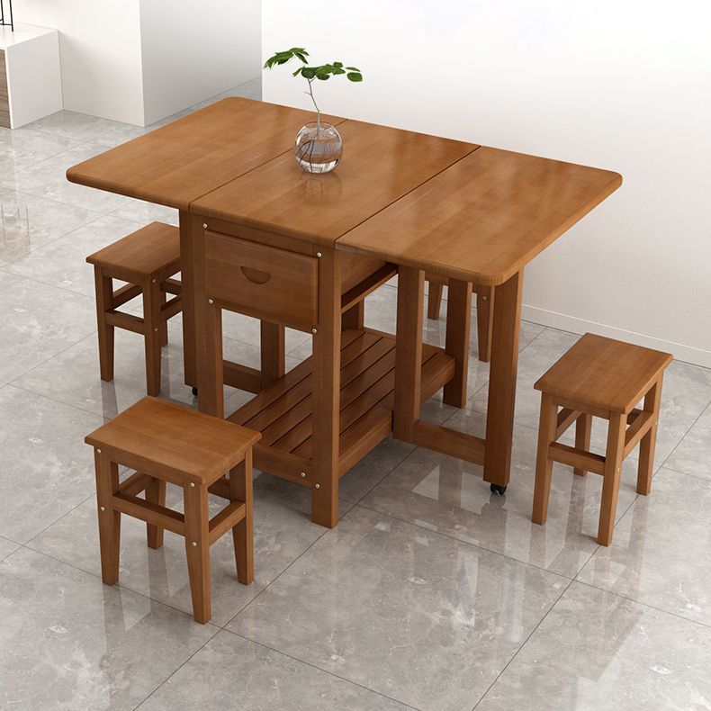 Brown Modern Rectangle Wooden Dining Room Table for Small Space