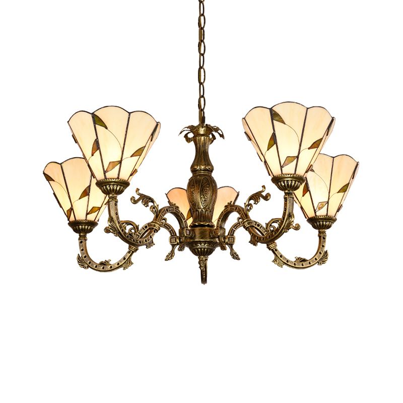 Lampada del lampadario a campana Light Classic Classic Glass BEIGE BEIGE Light fissa con bordo smerlato