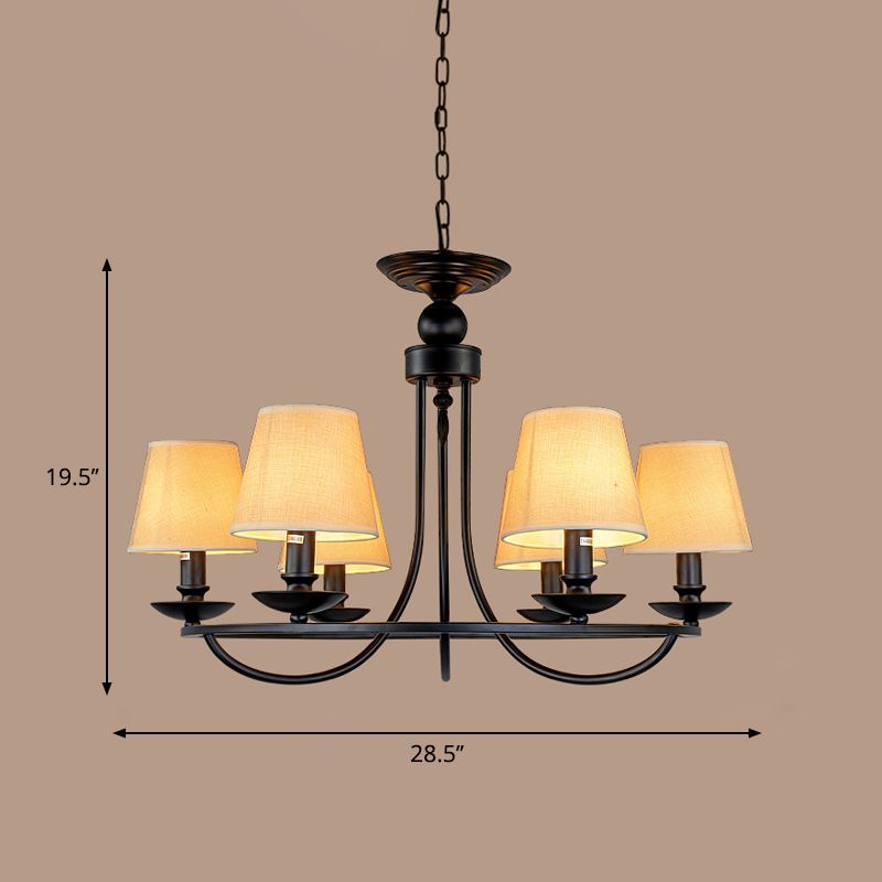 Bucket Shade Fabric Ceiling Lighting Traditional Living Room Chandelier Light Fixture