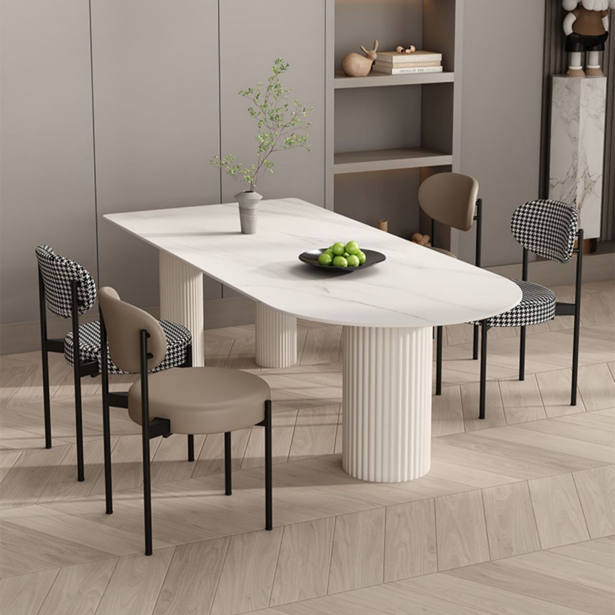 Kitchen Dining Table Modern Stone Dining Table in White and Black