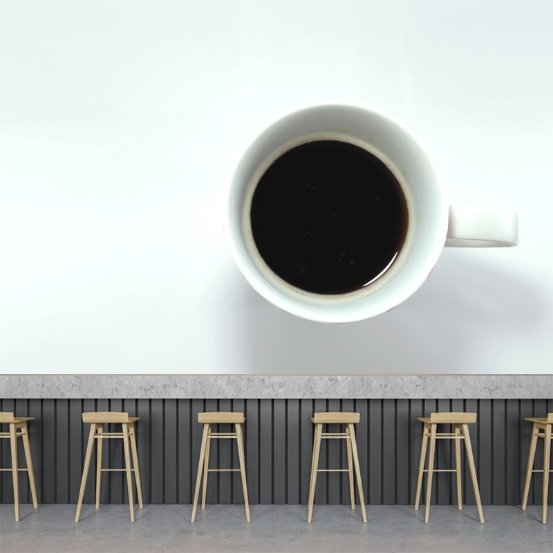 Coffee Drink Modernist Wall Covering for Coffee Shop, Moisture Resistant