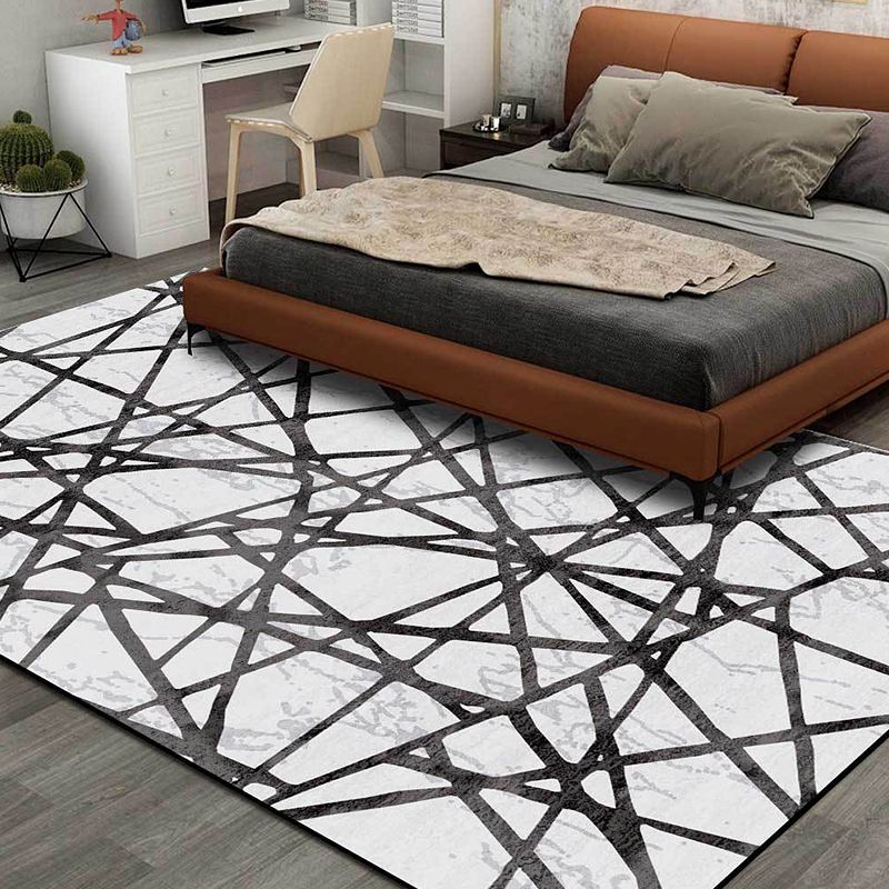 Modernism Geometric Pattern Rug Grey Polyester Rug Non-Slip Pet Friendly Washable Carpet for Drawing Room