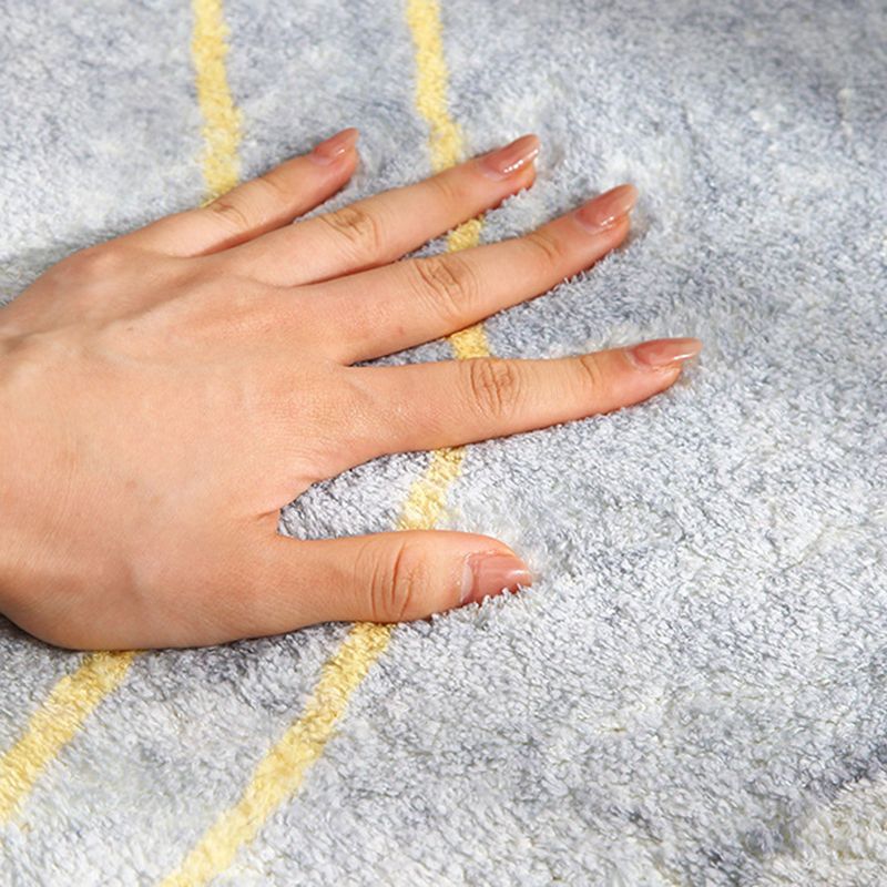 Modern Indoor Rug Contrast Panel Polyester Area Rug Non-Slip Backing Carpet for Bedside