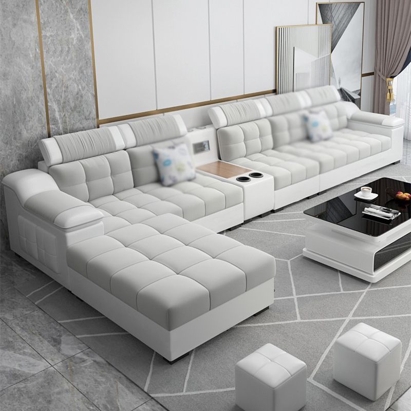 Contemporary Sofa Grey High Back Sloped Arms Sofa/Sectional for Living Room