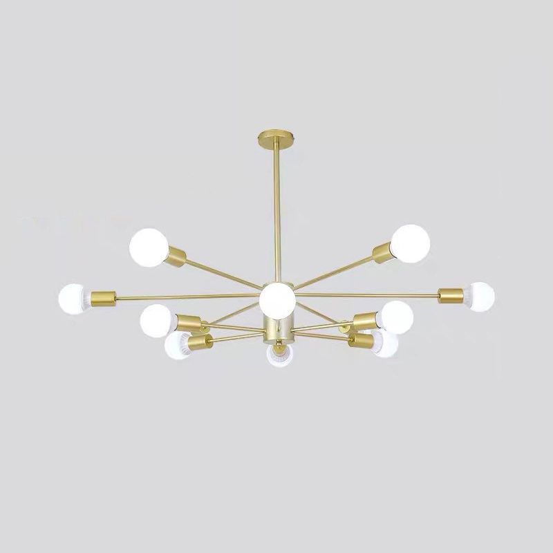 Modern Metal Bare Bulb Chandelier Light Fixtures Cafe Restaurant Hanging Chandelier