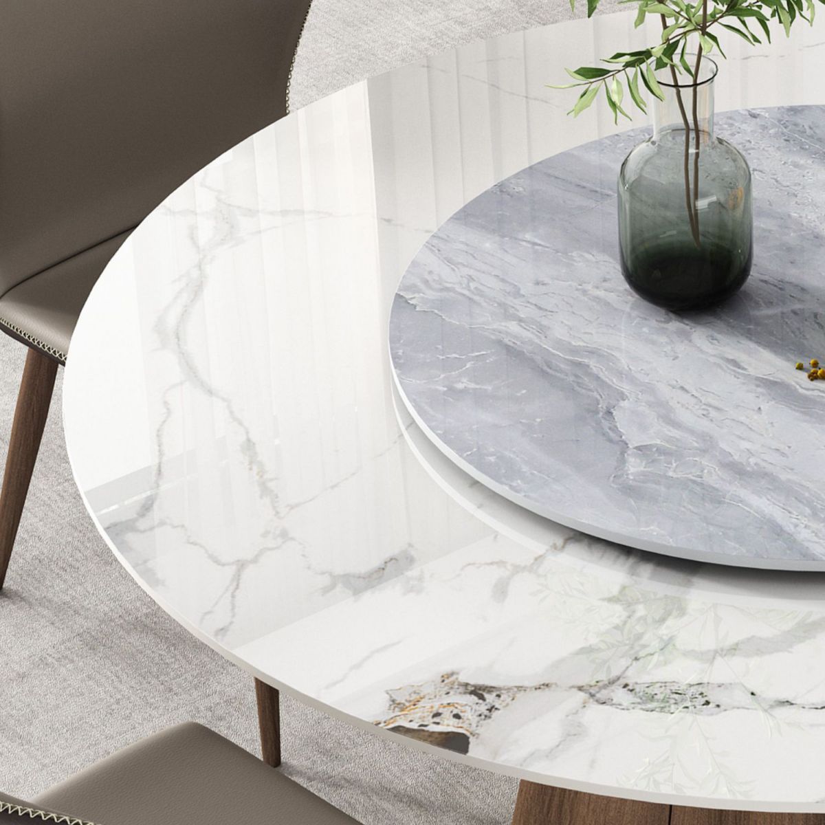 Contemporary Round Shape Dining Set Sintered Stone Top Dining Table Furniture for Restaurant