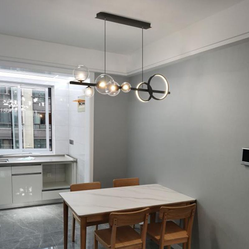 Contemporary Kitchen Island Lighting Spherical Metal 7-Light Hanging Light Fixtures