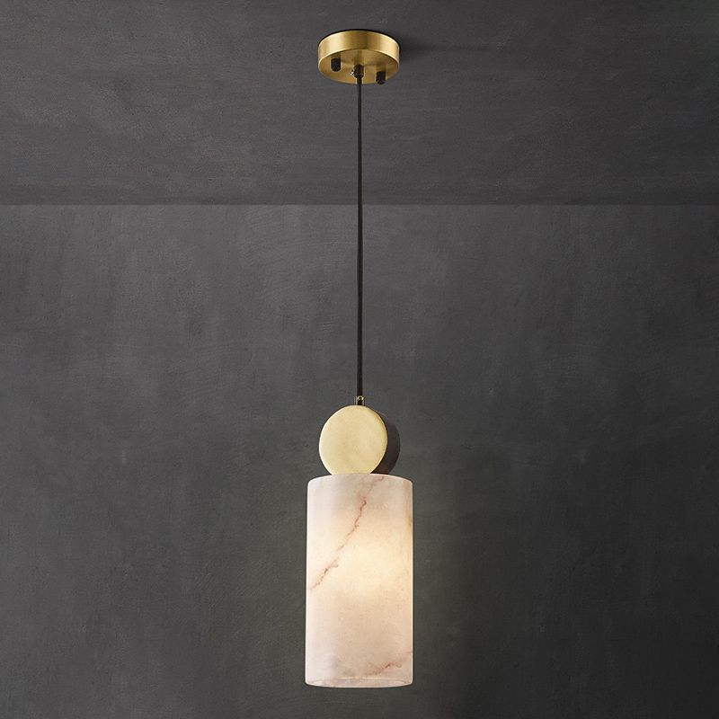 Geometric Shaped Pendant Lamp Nordic Marble 1-Light Bedroom Ceiling Light in Brass