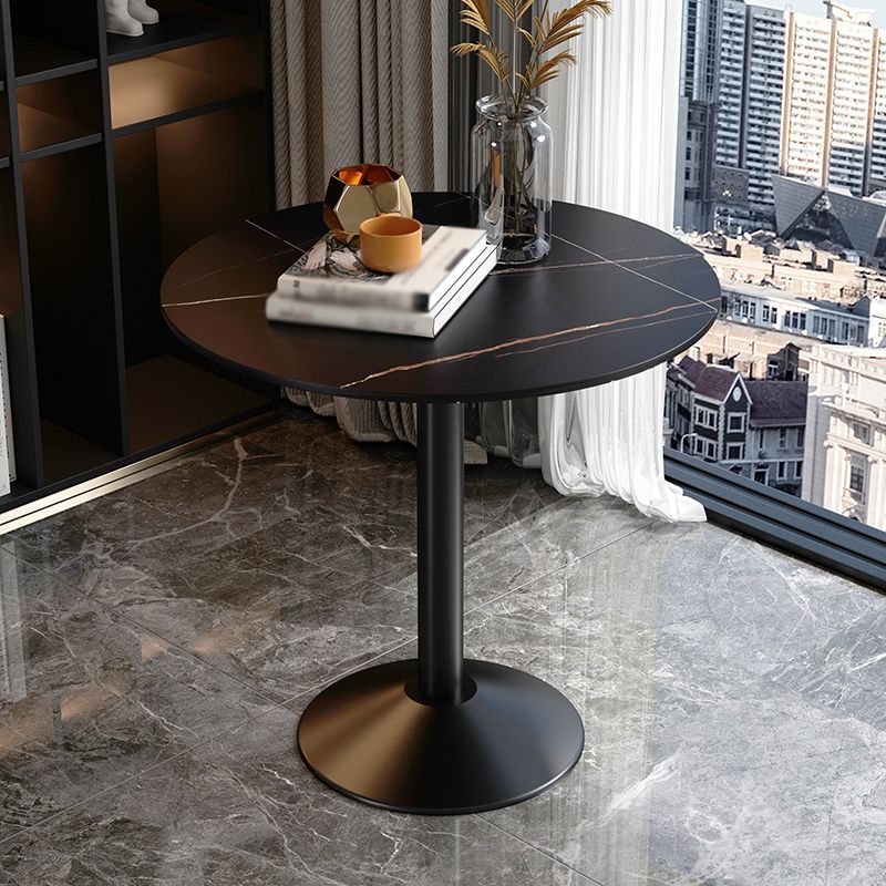 Round Sintered Stone Top Table Contemporary Metal Base Dining Table