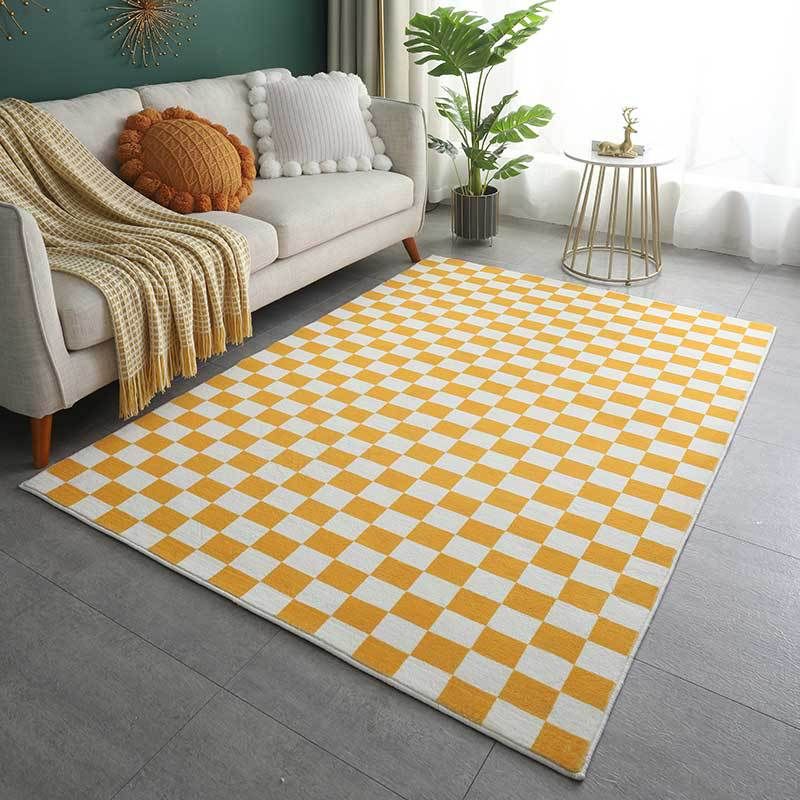 Trendy Checkered Print Carpet Polyester Indoor Rug Stain Resistant Rug for Living Room