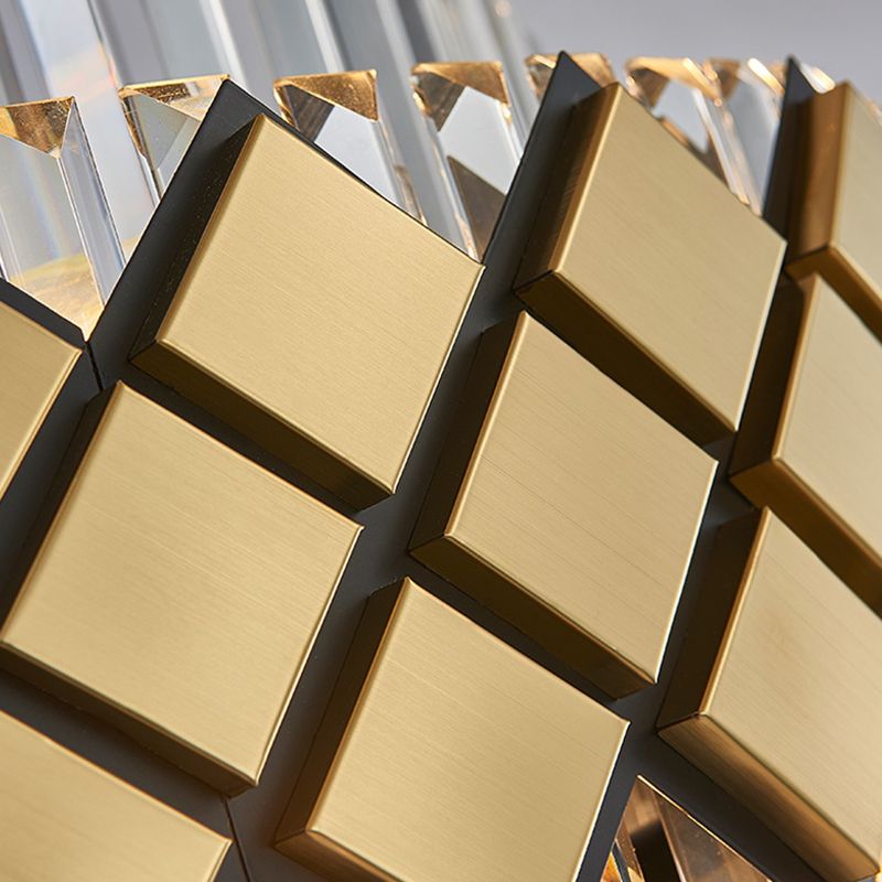 Iluminación de suspensión redonda artística Luz de lámpara de estar de sala de estar de cristal transparente en oro