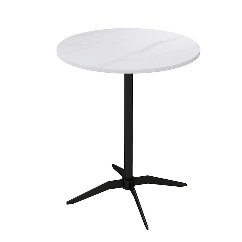 Modern Stone Cocktail Table with Black Pedestal Coffee Table - 21.7''/23.6''